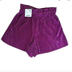 Zara Purple Pleated Shorts
